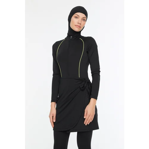 Trendyol Black Stripe Detailed Surf 4-Piece Swimsuit Suit