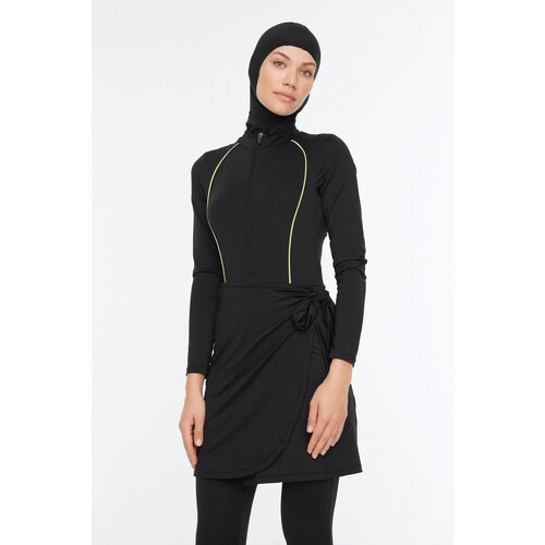 Trendyol Black Stripe Detailed Surf 4-Piece Swimsuit Suit Slike
