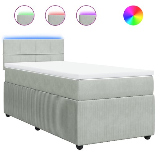 vidaXL Box spring postelja z vzmetnico svetlo siv 90x190 cm žamet, (21304705) Cene