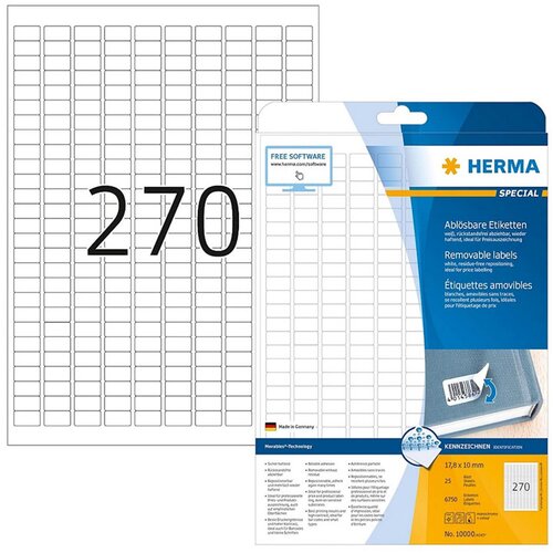 Herma Samolepilne etikete 10000, (17,8 x 10 mm) 25/1 Slike