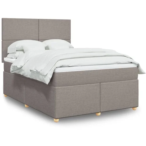 vidaXL Box spring postelja z vzmetnico taupe 140x200 cm blago