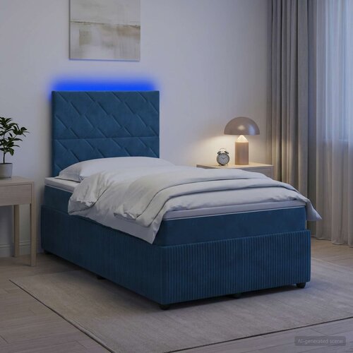  LED okvir za krevet s madracem Plava 120 x 200 cm Baršun Cene