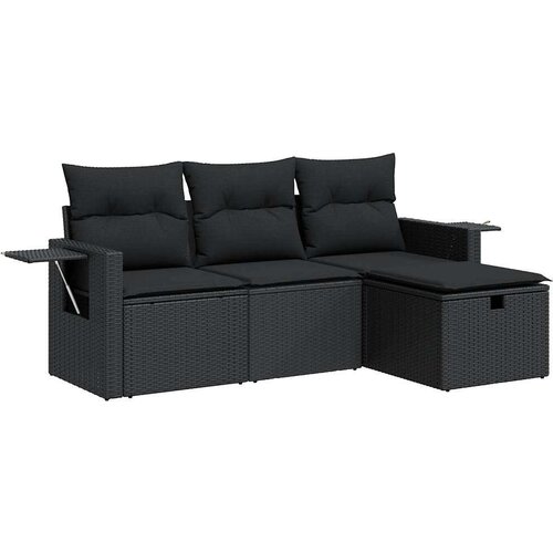 VidaXL 4-dijelni set vrtnih sofa od poliratana s jastucima crni Slike