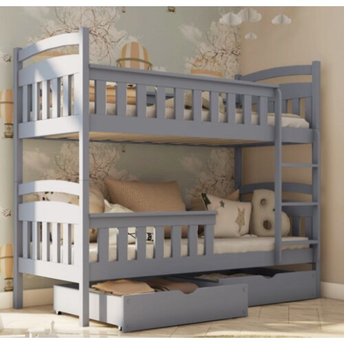Harry drveni dečiji krevet na sprat sa fiokom - grafit - 190x90 cm KE3NZAJ Slike