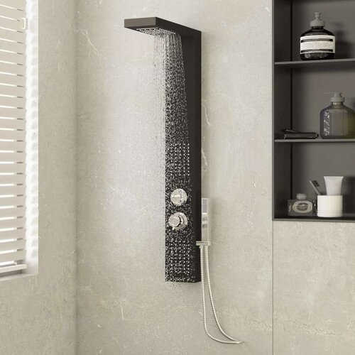 vidaXL Panel za tuš aluminij črne barve Cene