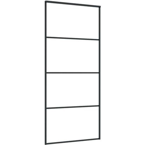 VidaXL Klizna vrata od mutnog stakla ESG i aluminija 90 x 205 cm crna Slike