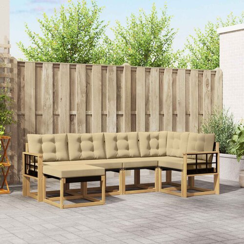  Set vanjskih sofa 6 kom. Bijela i bež Smeđa 247 x 128,5 x 73 cm Cene