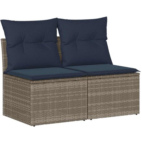  2-dijelni set vrtnih sofa poliratan i bagrem s jastucima sivi Slike
