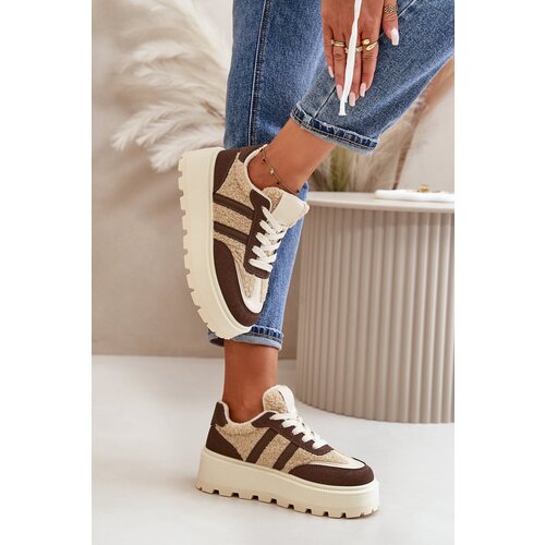 Kesi Insulated women's platform sneakers with fur brown Daivlene Cijene