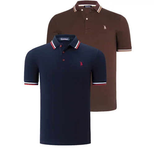 Dewberry DUAL SET T8594 MENS T-SHIRT-NAVY BLUE- COFFEE