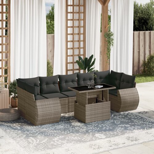 vidaXL 8-dijelni set vrtnih sofa od poliratana s jastucima sivi Cijene
