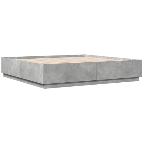VidaXL Posteljni okvir betonsko siv 200x200 cm inženirski les, (21112423) Slike