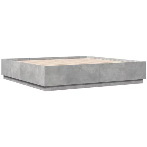 vidaXL Posteljni okvir betonsko siv 200x200 cm inženirski les, (21112423)