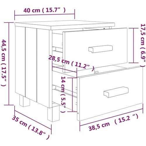 VidaXL noćni ormarić svjetlosivi 40 x 35 x 44,5 cm od masivne borovine Slike