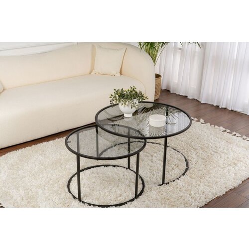 Hanah home Aurum - 80, 60 - Black, Grey BlackGrey Coffee Table Set Cene