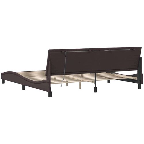  Okvir za krevet bez madraca tamnosmeđi 200x200 cm od tkanine - Tamno smeđa 200 x 200 cm Slike