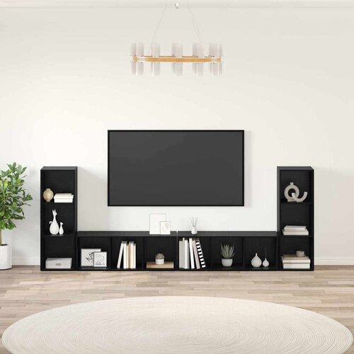  Set TV komoda Zidne 4 pcs Crni hrast 37 x 35 x 107 cm Cene