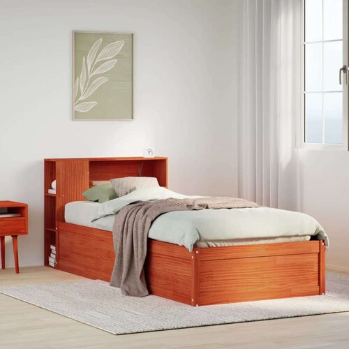 vidaXL Posteljni okvir brez vzmetnice voščeno rjav 75x190 cm borovina Cene