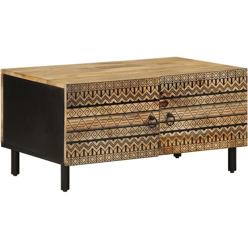 Furnova Kava miza črna 80x50x40 cm Masivni neobdelan les Mango, (21914105) Slike