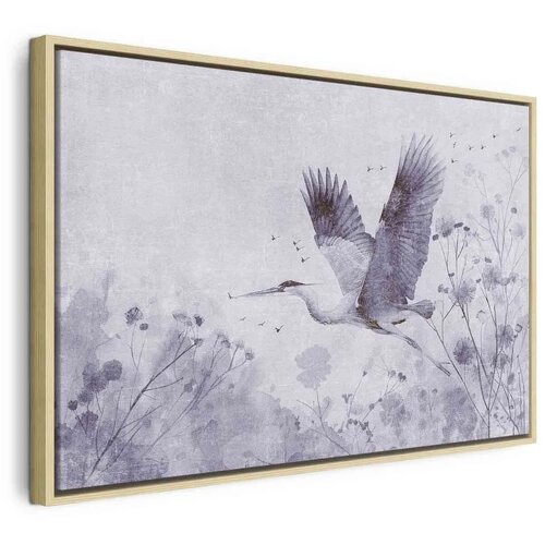  Slika - Majestic flight - a crane in flight in monochrome 90x60 U prirodnom drvenom okviru Cene
