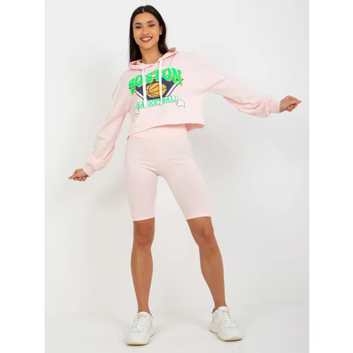 Fashion Hunters Light pink casual set with sweatshirt and cycling shoes