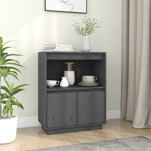  Komoda siva 60 x 34 x 75 cm od masivne borovine Cijene