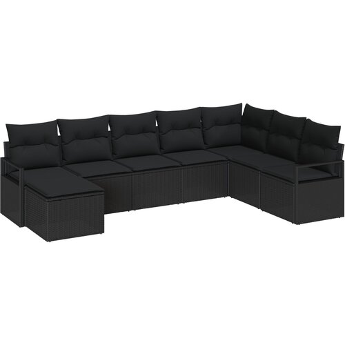 VidaXL 8-dijelni vrtni kauč set s jastukom crni poli rattan, 2-sjedala vrtni kauč s pohranom i jastukom crni poli rattan Slike