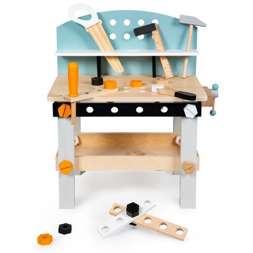 ECO TOYS Drveni stol za alate za djecu s 38 komada Slike