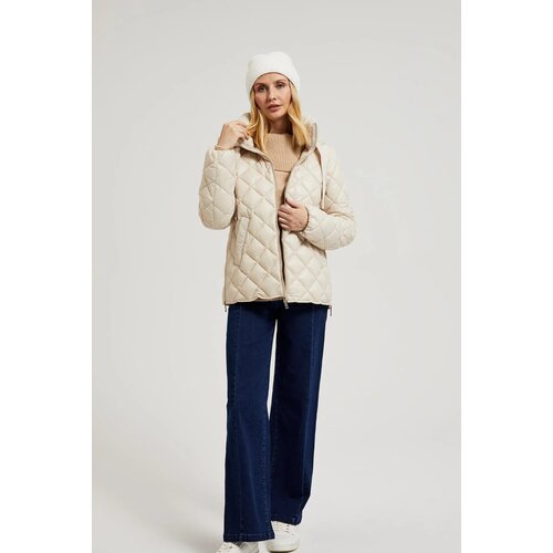 Moodo Women&amp;#039;s quilted jacket with hood - beige Slike