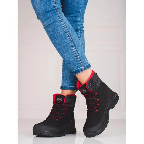 DK Lace-up snow boots women black red