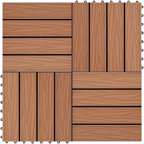 vidaXL 11 talnih plošč globok relief WPC 30x30 cm 1 m² svetlo rjave Cene