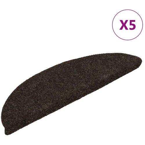  Prostirke za stepenice, samoljepljive, 5 kom, 56x17x3 cm, tamnosmeđe, poluokrugle Slike