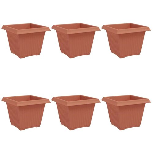  Kvadratna saksija za cvijeće 6 pcs Crvena cigla - Crvena cigla 33 x 33 x 26 cm 6 Slike