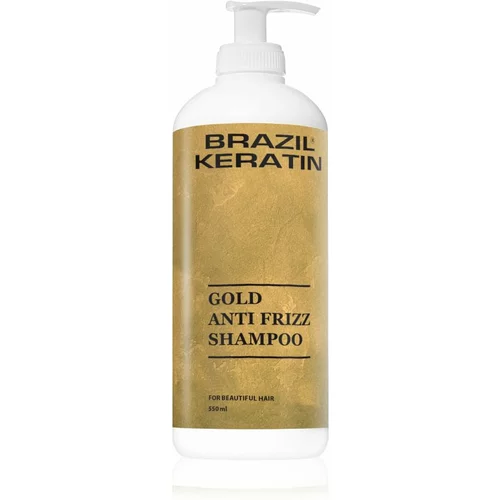 Brazil Keratin Anti Frizz Gold Shampoo šampon za dubinsku regeneraciju za suhu i lomljivu kosu 550 ml