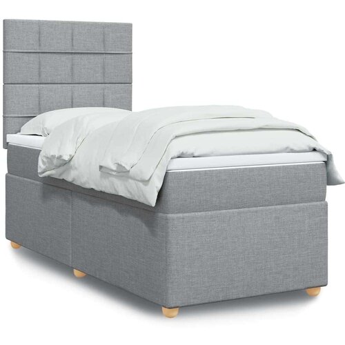  Krevet s oprugama i madracem svjetlosivi 100x200 cm od tkanine Slike