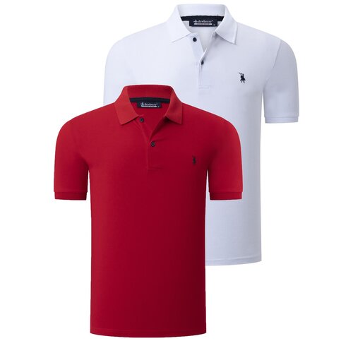 Dewberry DUO SET T8561 MEN'S TSHIRT-WHITE-RED Cene