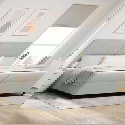 vidaXL Box Spring Krevet s Madracem Svjetlosiva 200x200 cm Baršun Cene