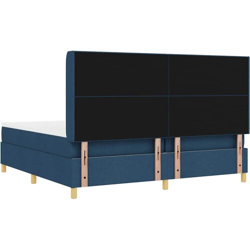  LED Box Spring Krevet s uzglavljem Plava 200 x 200 cm tkanina Slike