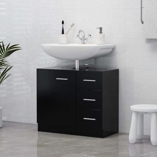 vidaXL Ormarić za umivaonik crni 63 x 30 x 54 cm od iverice Cijene