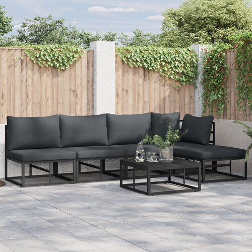 vidaXL Vrtna sedežna garnitura 5 pcs Črna 281.5 x 141.5 x 71 cm Cene