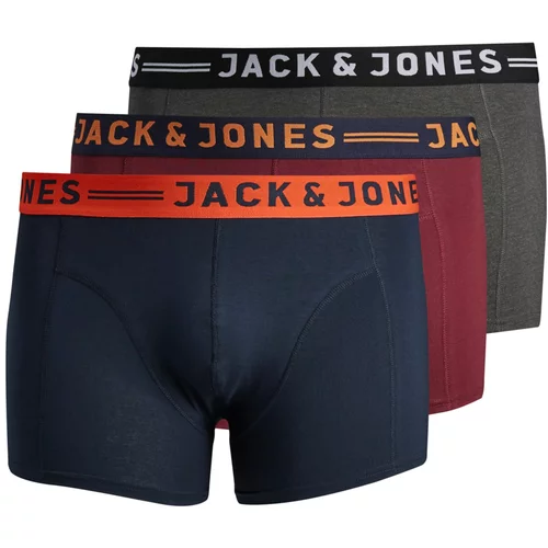 Jack & Jones Plus Bokserice mornarsko plava / siva melange / tamno narančasta / burgund / bijela
