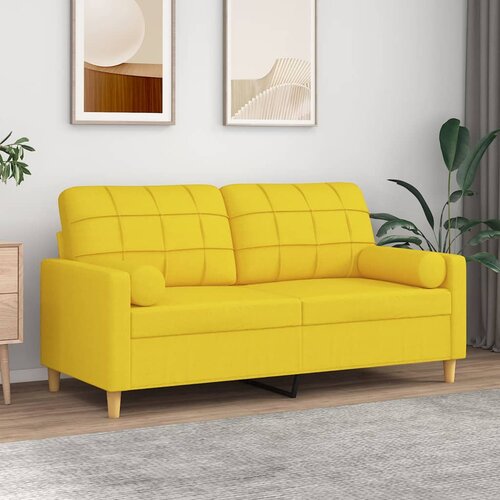 vidaXL Dvosjed s ukrasnim jastucima svjetložuti 140 cm od tkanine Cijene