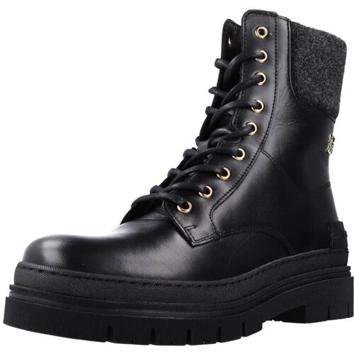 Tommy Hilfiger &amp;Scaron;kornji FEMININE FELT LACE UP BOOTIE Črna Slike
