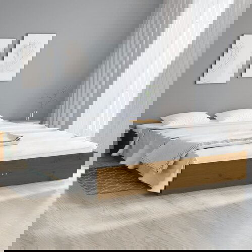 Furnova Posteljni okvir medeno rjav iz trdnega lesa 150x200 cm, (21944194) Cene