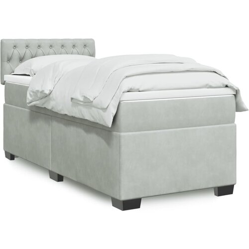 The Living Store Box spring postelja z vzmetnico svetlo siv 90x190 cm žamet - Box Spring Postelja, (21491971) Slike