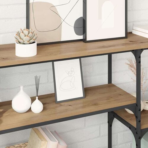 VidaXL Konzolni stol s policom hrast artisan 150 x 29 x 76.5 cm Slike