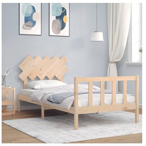 VidaXL Posteljni okvir z vzglavjem 100x200 cm trden les Slike
