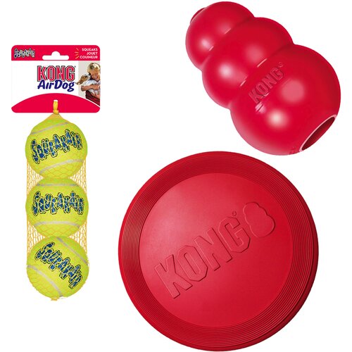 Kong igralni set: pasji frizbi, Classic, teni&amp;scaron;ke žogice - Small (frizbi, Classic, teni&amp;scaron;ke žogice 3-delni paket) Slike