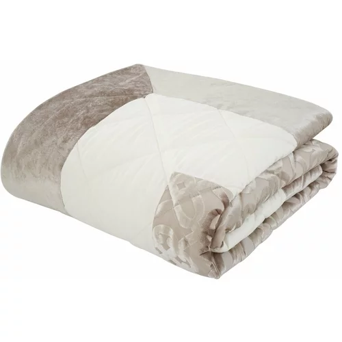 Catherine Lansfield Bež/krem prošiven prekrivač od samta za bračni krevet 220x230 cm Lattice Cut –