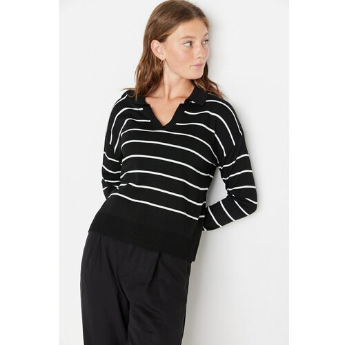 Trendyol Black Polo Collar Knitwear Sweater Slike